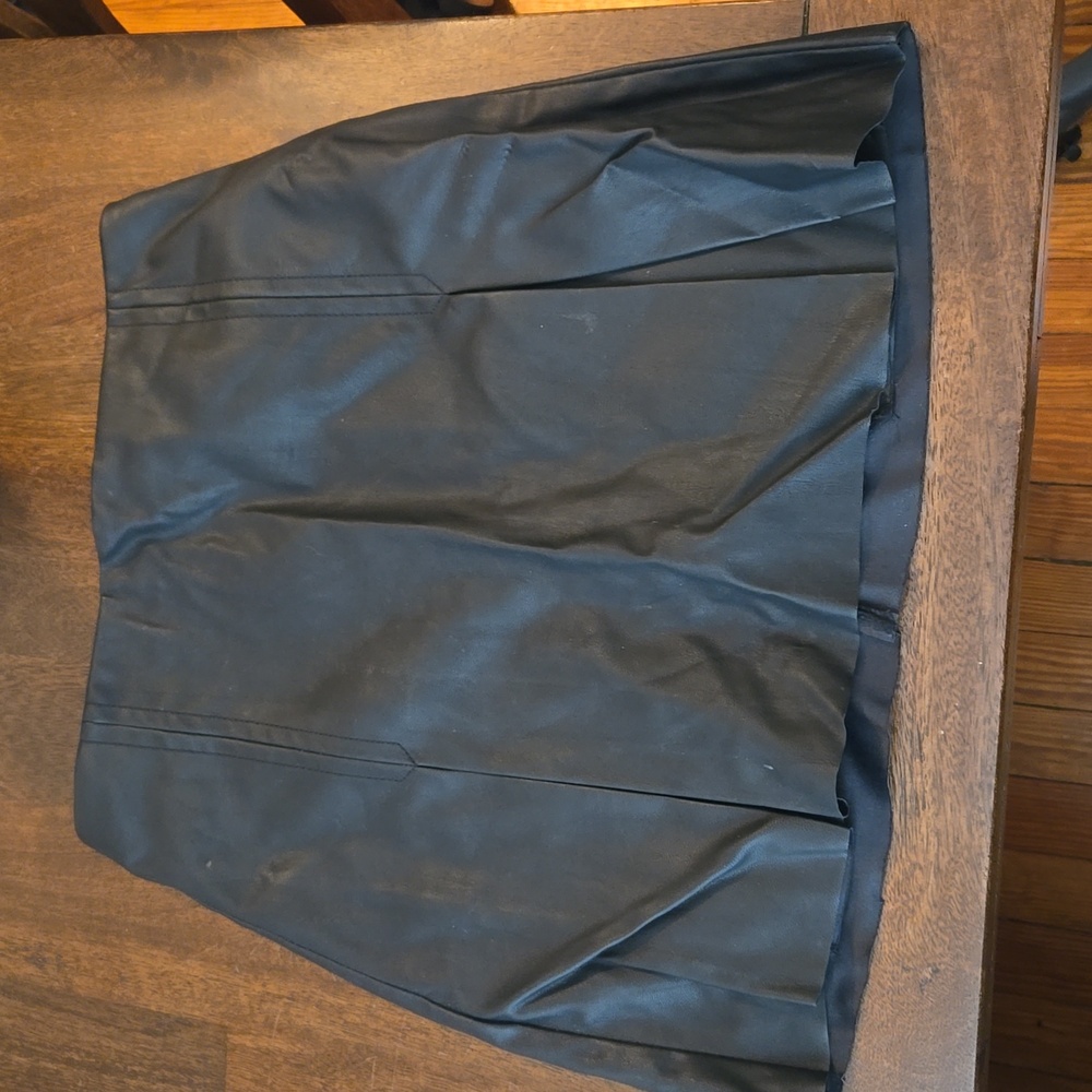 Black Leather Pleated Skirt